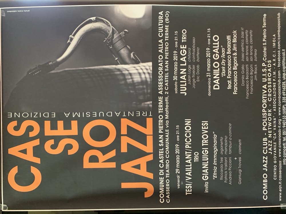 Cassero Jazz, trentaduesima edizione — Tesi / Vaillant / Piccioni Trio con Gianluigi Trovesi, Etnia Immaginaria, Castel San Pietro Terme, 29 marzo 2019