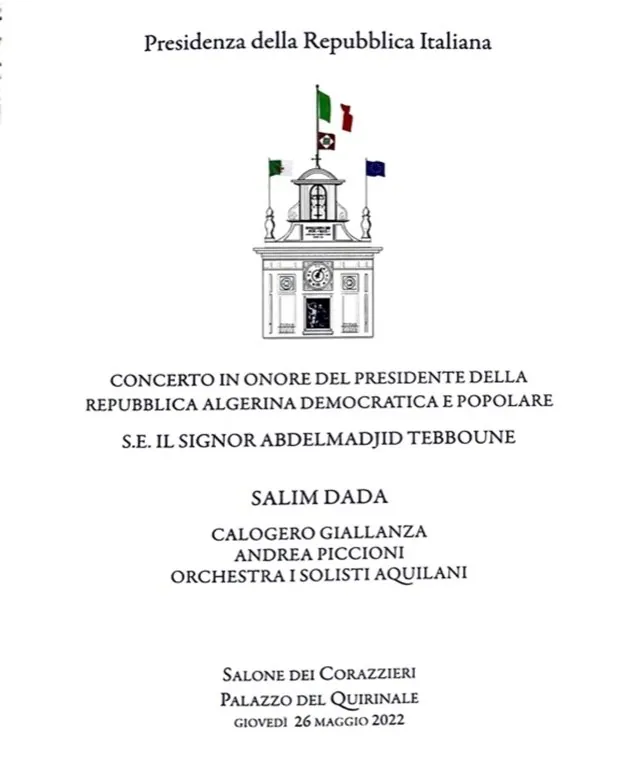 Concert at the Quirinale Palace in honour of the President of Algeria, 2022
