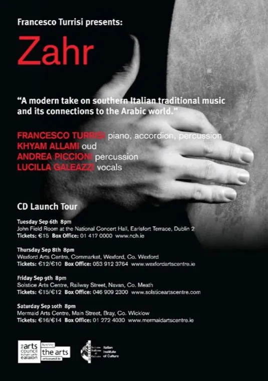 Zahr, CD launch tour with Francesco Turrisi and Lucilla Galeazzi